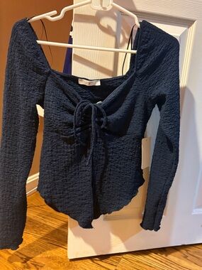 Navy open Tie-Front Top